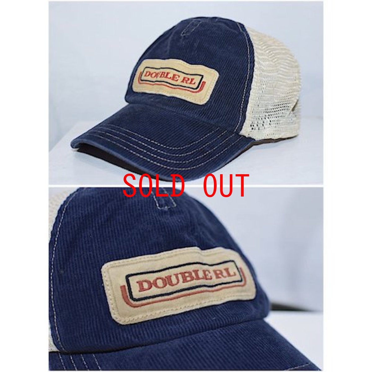 画像2: RRL(ダブルアール) Limited Edition Cord Vintage Logo Mesh Cap Navy デッドストック メッシュ キャップ (2)