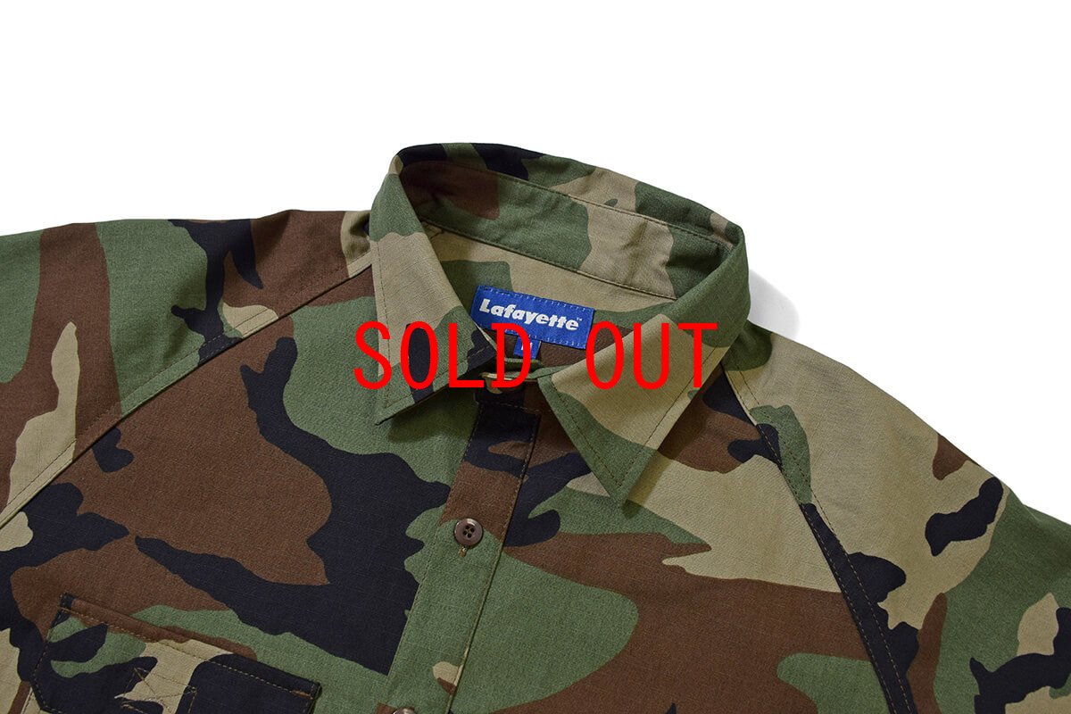 画像3: Lafayette(ラファイエット) Cotton Ripstop BDU Woodland Camo S/S Shirts 半袖 ミリタリー シャツ (3)