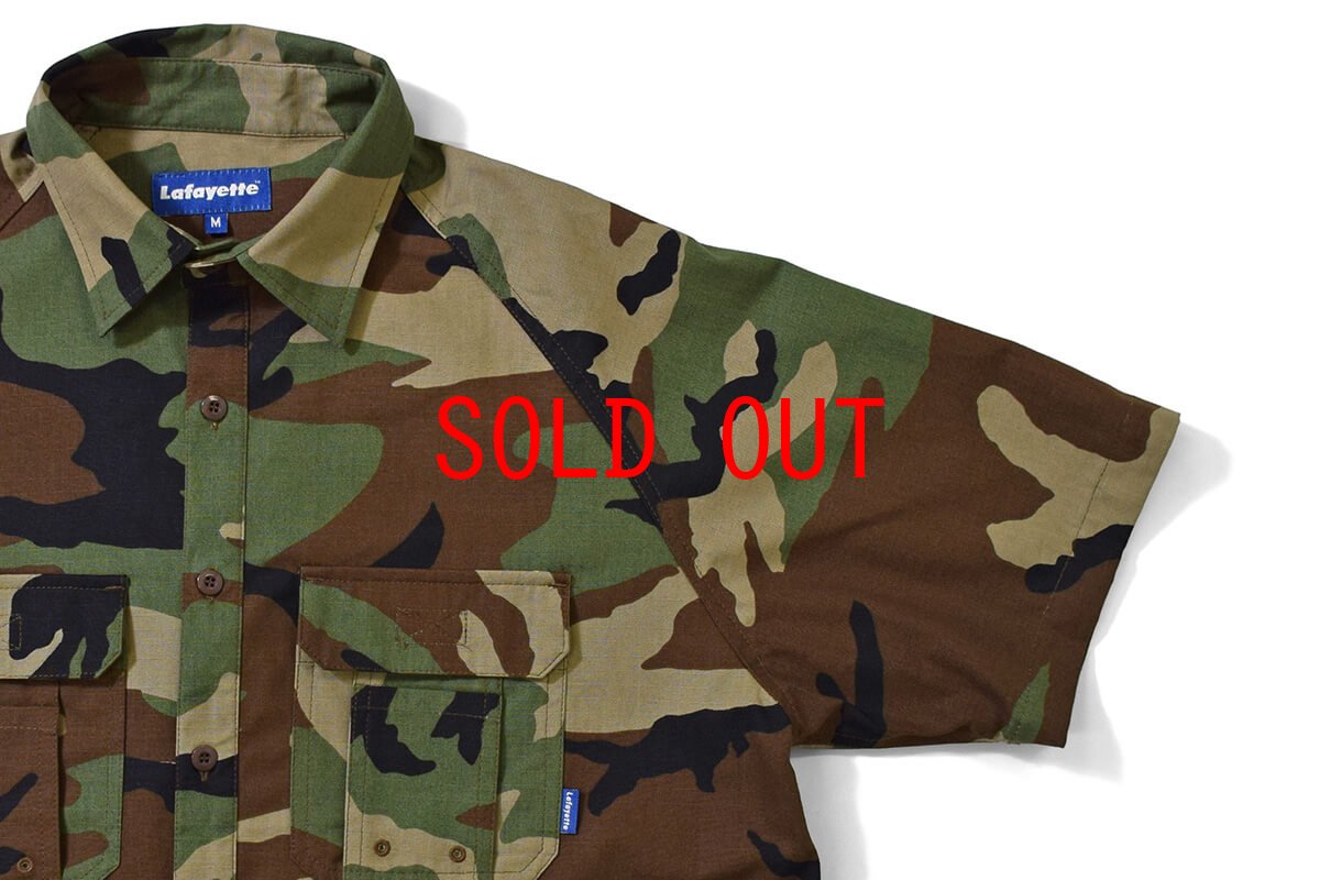 画像2: Lafayette(ラファイエット) Cotton Ripstop BDU Woodland Camo S/S Shirts 半袖 ミリタリー シャツ (2)