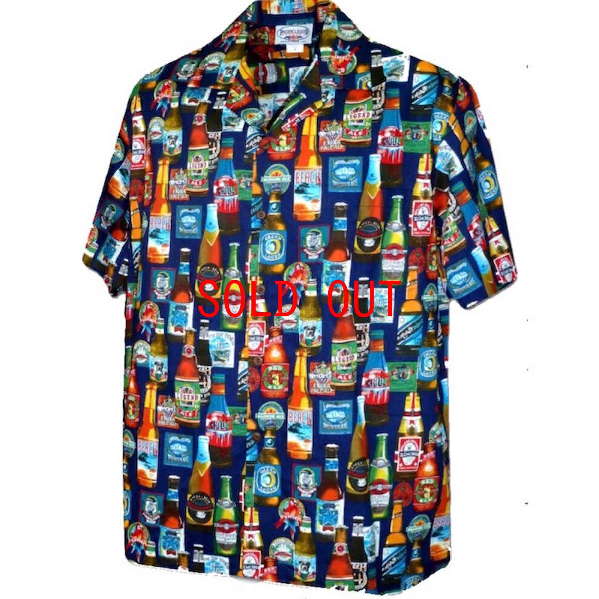 画像2: Pacific legend Aloha Shirts Beer Allover Navy パシフィック レジェンド アロハシャツ ビール (2)