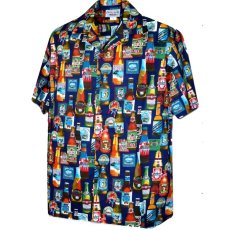 画像2: Pacific legend Aloha Shirts Beer Allover Navy パシフィック レジェンド アロハシャツ ビール (2)