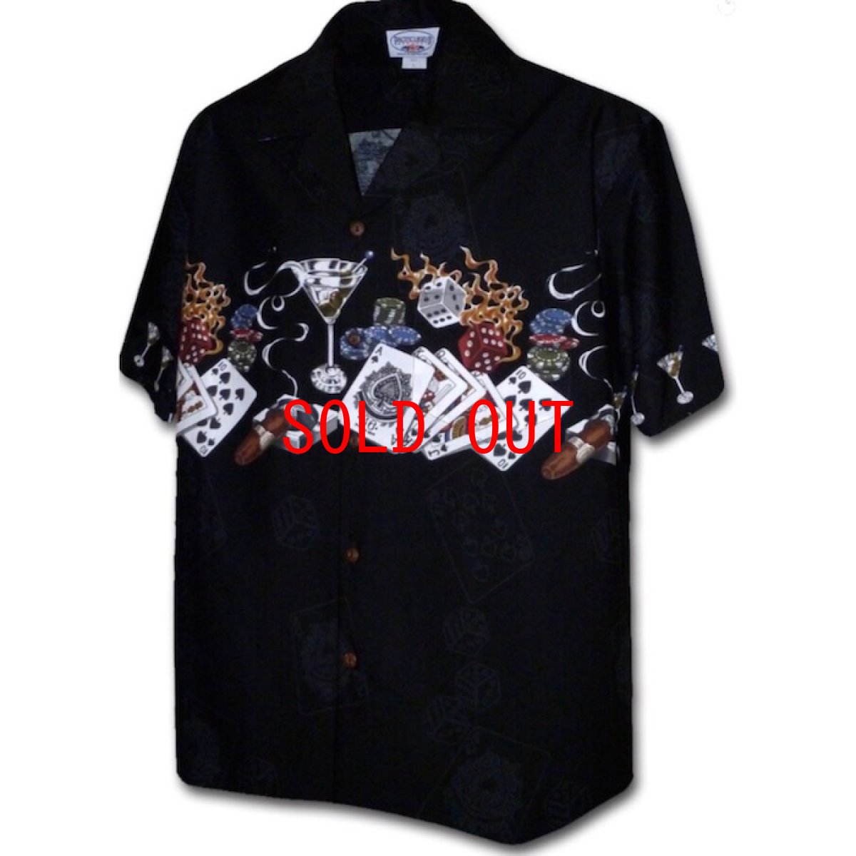 画像1: Pacific legend Aloha Shirts Allover Casino Tramp Allover Black アロハシャツ  (1)