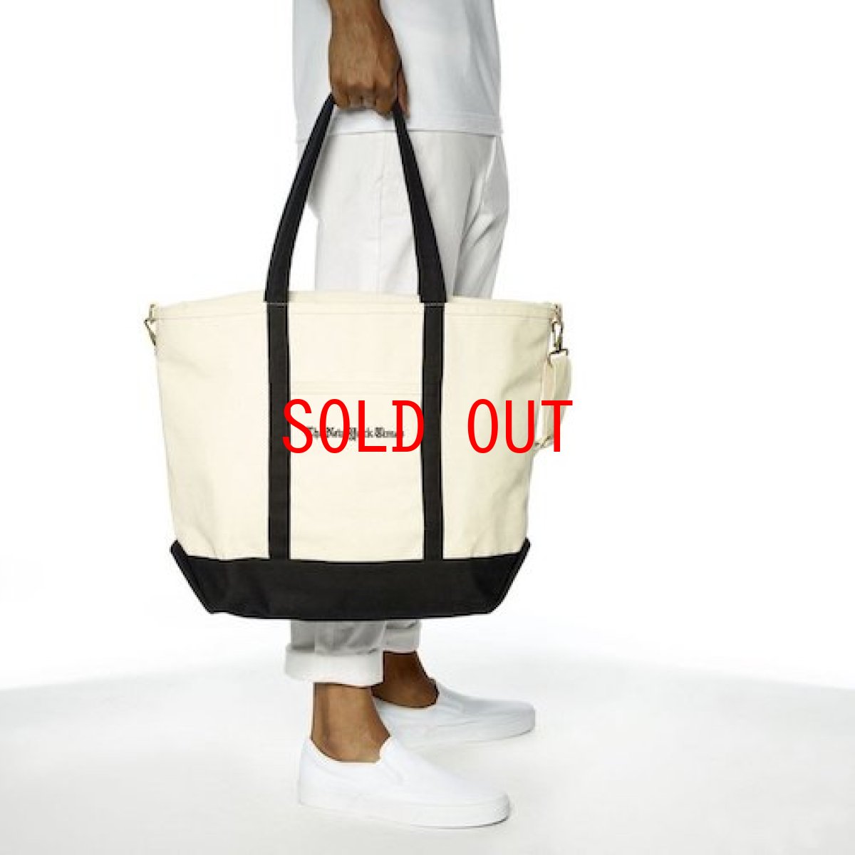 画像3: The NewYork Times Canvas Logo Shoulder Tote 2Way Bag Natural Black ニューヨーク タイムズ キャンバス ロゴ ショルダー トート バッグ (3)