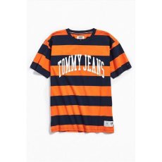 画像1: Tommy Hilfiger(トミーヒルフィガー) Tommy Jeans S/S Border Tee Orange Navy トミージーンズ 半袖 ボーダー Tシャツ (1)