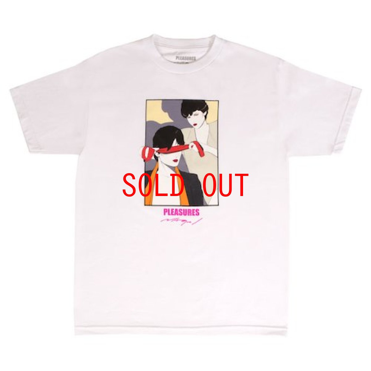 画像1: Pleasures(プレジャーズ) × Patrick Nagel パトリックナゲル S/S Blindfold Tee White 半袖 Tシャツ  (1)