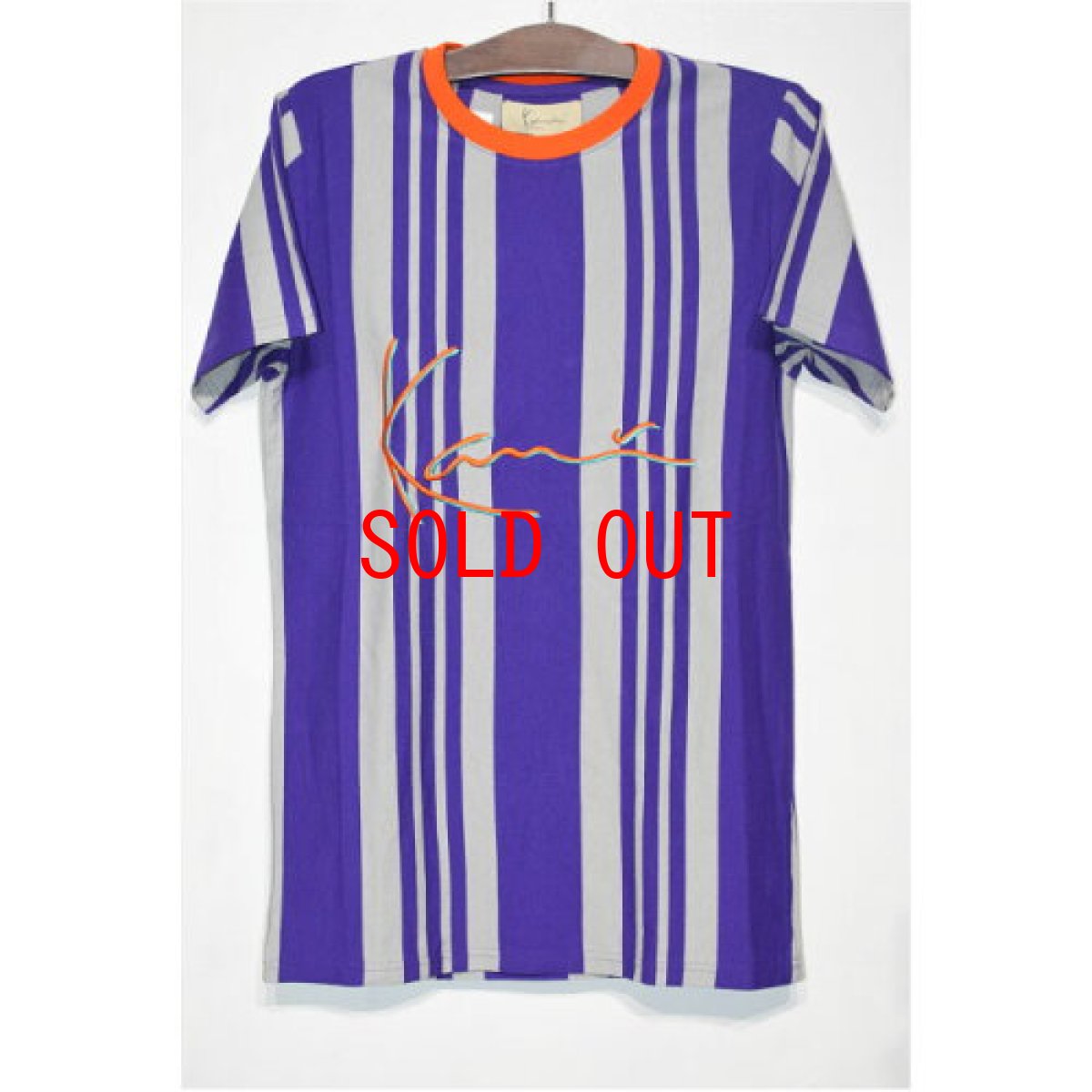 画像1: Karl Kani(カールカナイ) S/S Stripe Tee Purple Multi Color 半袖 ストライプ Tシャツ パープル  (1)