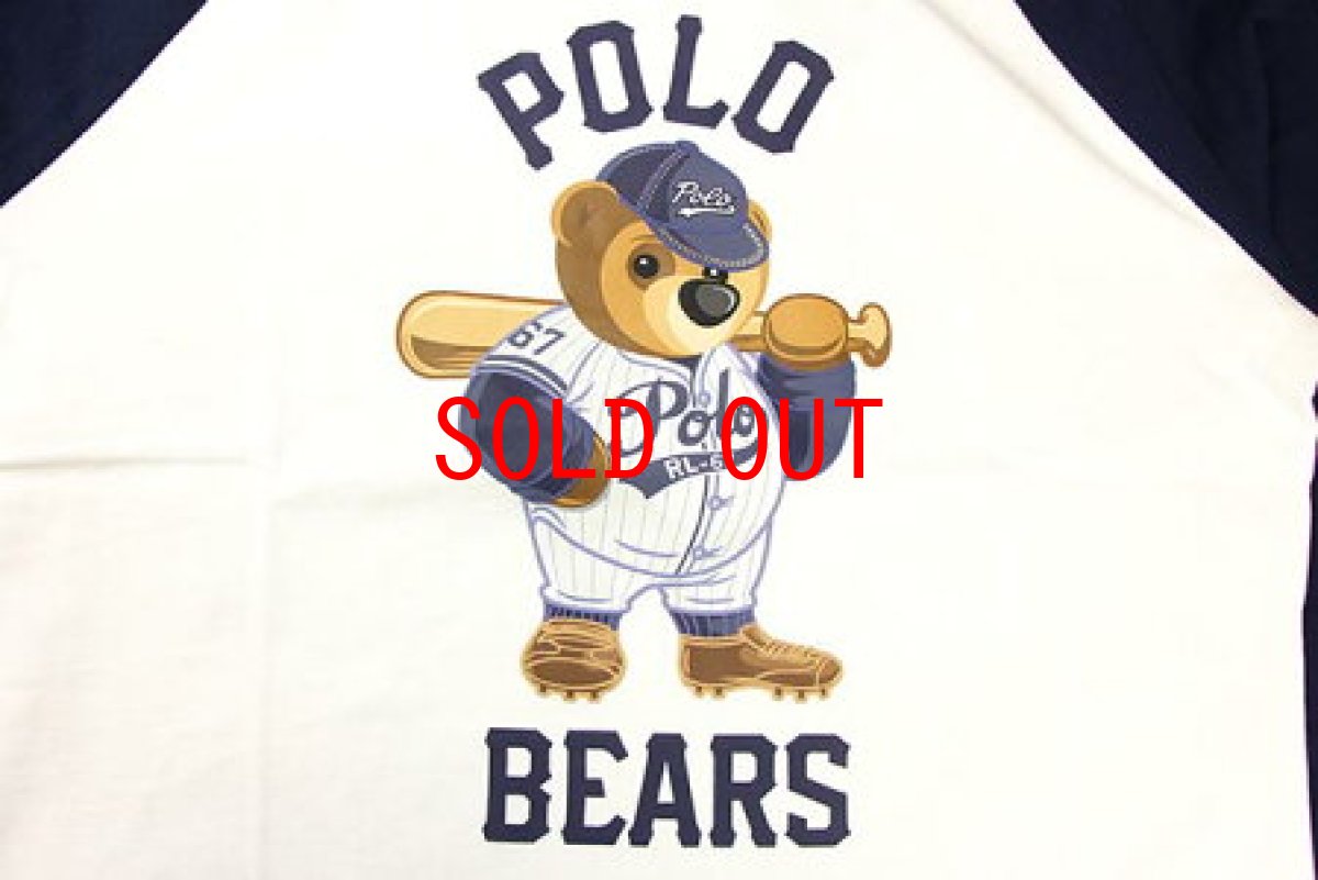画像2: Polo Ralph Lauren(ポロ ラルフ ローレン)Bears Raglan T Shirts White Navy Tシャツ (2)