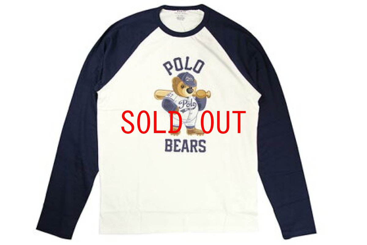 画像1: Polo Ralph Lauren(ポロ ラルフ ローレン)Bears Raglan T Shirts White Navy Tシャツ (1)