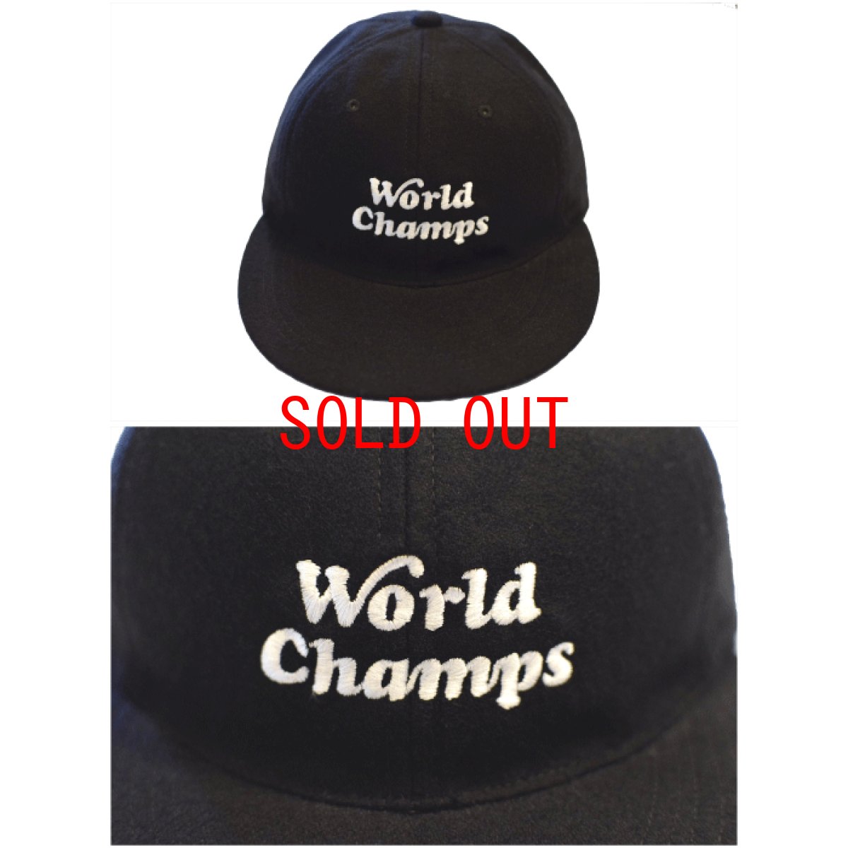 画像1: World Champs Wool 6Panel Cap Black ワールド チャンプ ウール キャップ 帽子 (1)