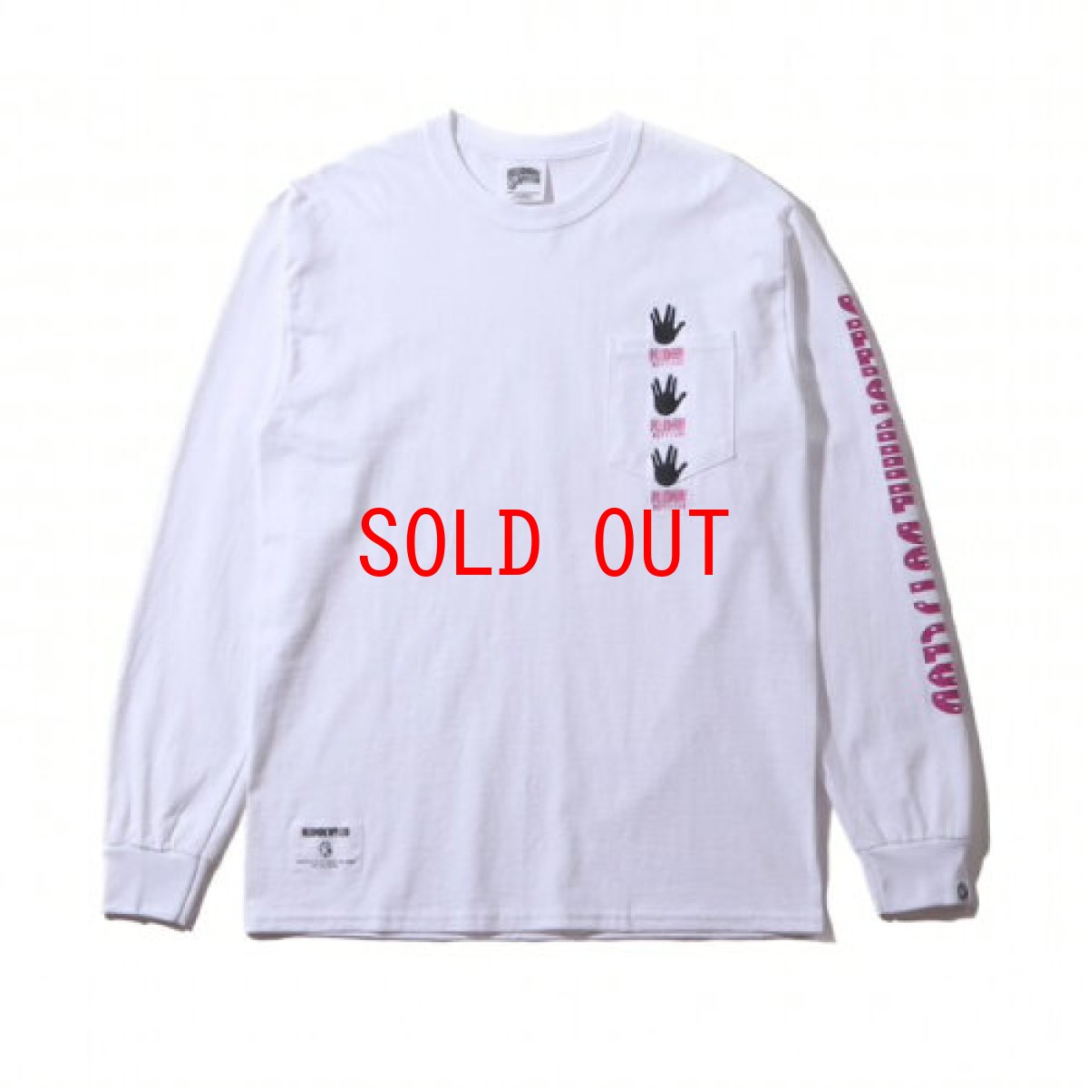 画像1: Billionaire Boys Club (ビリオネアボーイズクラブ)Hand sign Pocket L/S Tee White ハンド サイン ポケット Long Sleeve Tシャツ (1)