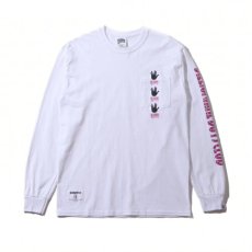 画像1: Billionaire Boys Club (ビリオネアボーイズクラブ)Hand sign Pocket L/S Tee White ハンド サイン ポケット Long Sleeve Tシャツ (1)