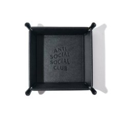 画像1: Anti Social Social Club(アンチ ソーシャル ソーシャル クラブ)Logo Leather Tray Black ロゴ トレイ トレー バレット 小物入れ (1)