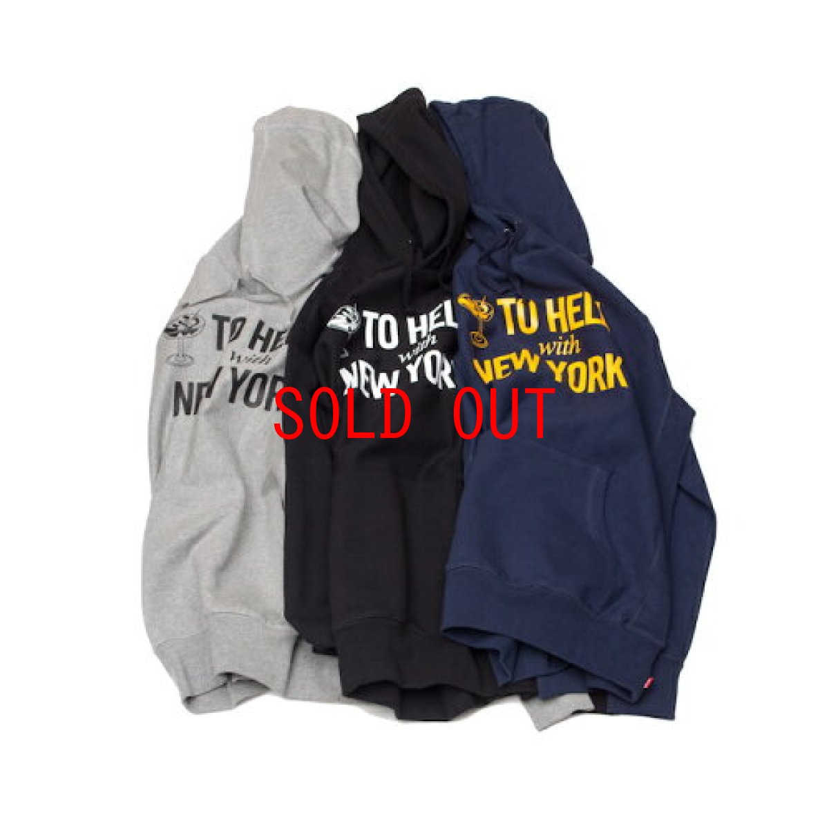 画像1: To Hell New York Pullover Hoodie Navy Gray カクテル プルオーバー フーディー パーカー ネイビー (1)