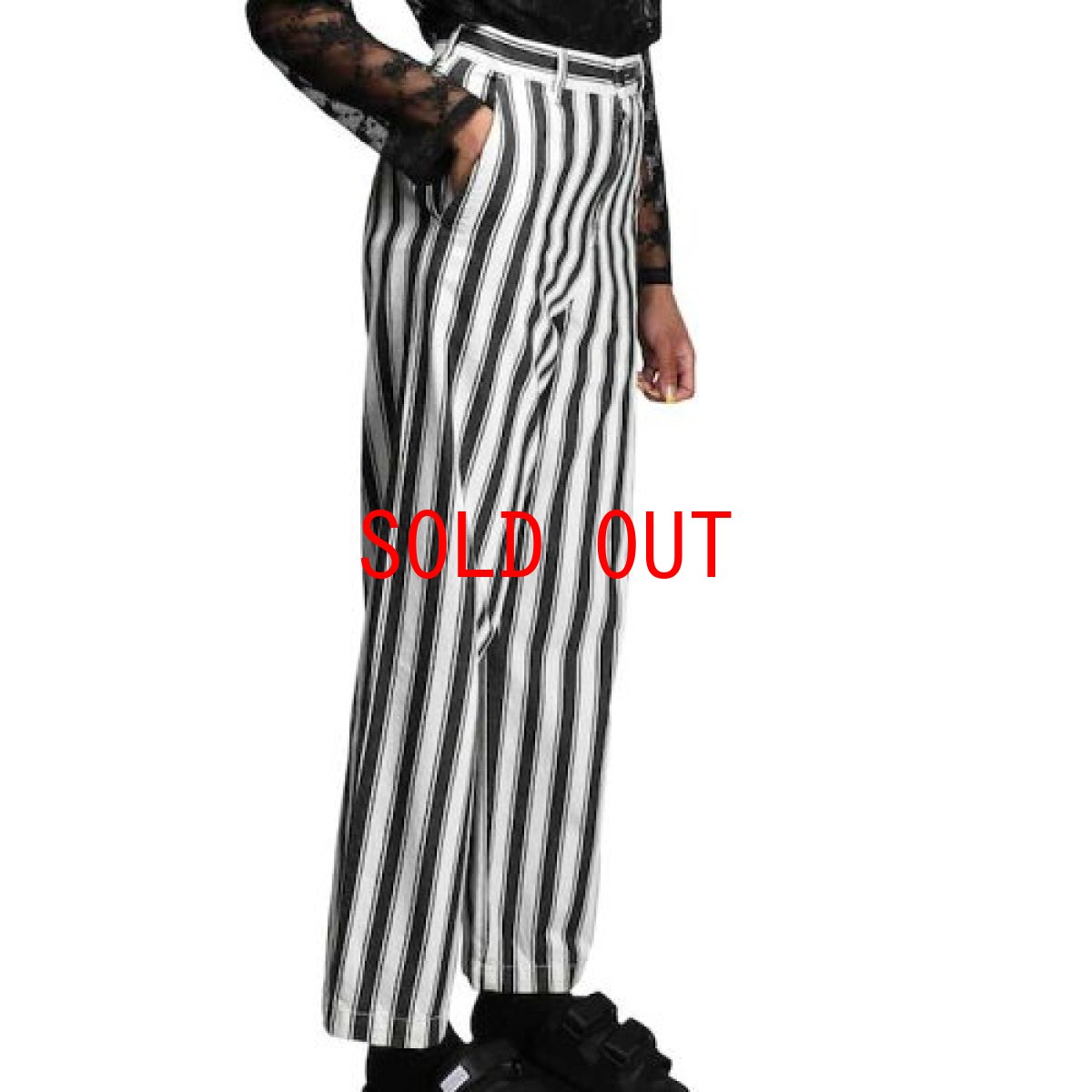 画像3: W` Cardony Stripe Pants Black White ブラック ホワイト ウィメンズ レディース Relaxed Straight (3)