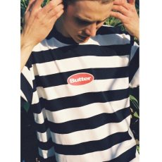 画像1: Badge Stripe Logo S/S Tee Border Navy Tシャツ ボーダー ストライプ ロゴ (1)