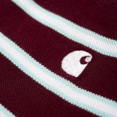 画像3: Houston Stripe S/S Polo Shirt Cranberry Maroon カレッジ ロゴ 半袖 ポロ シャツ マルーン ワインレッド (3)