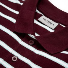 画像2: Houston Stripe S/S Polo Shirt Cranberry Maroon カレッジ ロゴ 半袖 ポロ シャツ マルーン ワインレッド (2)