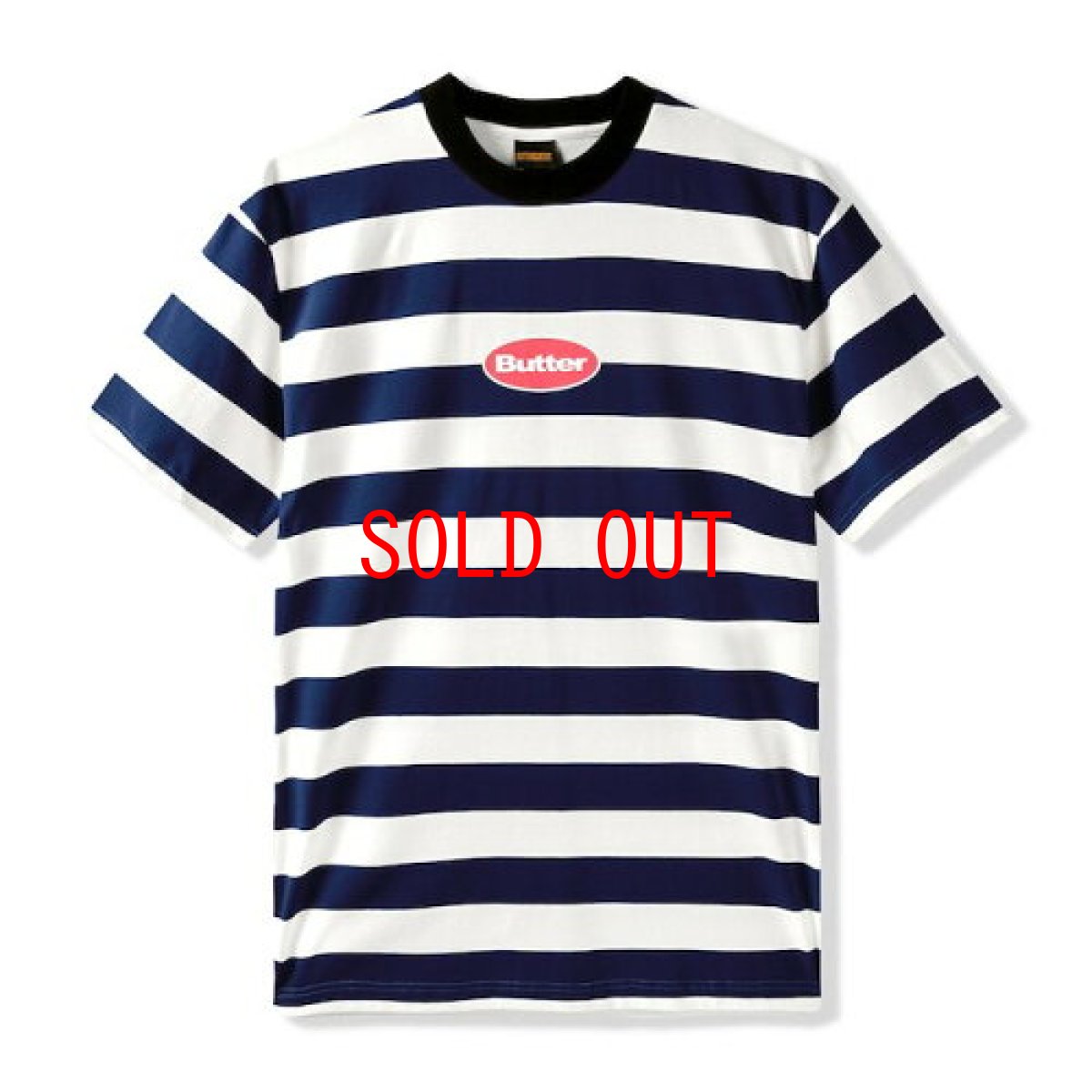 画像2: Badge Stripe Logo S/S Tee Border Navy Tシャツ ボーダー ストライプ ロゴ (2)
