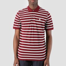 画像4: Houston Stripe S/S Polo Shirt Cranberry Maroon カレッジ ロゴ 半袖 ポロ シャツ マルーン ワインレッド (4)