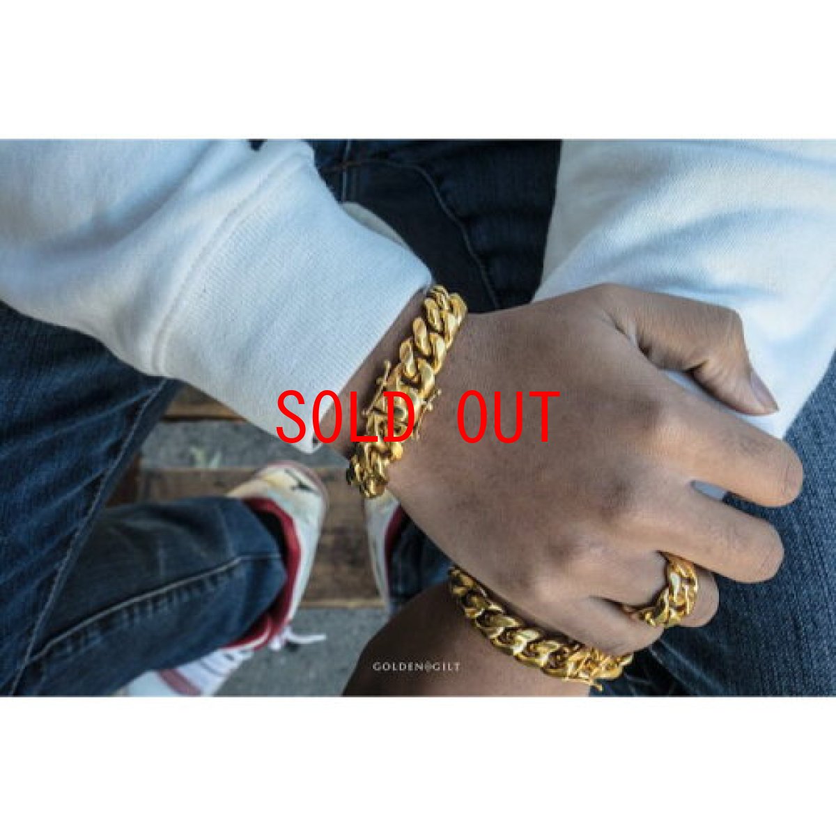 画像3: Golden Gilt(ゴールデン・ギルト) 14mm Miami Cuban Link Gold Bracelet ブレスレット ゴールド 20cm (3)