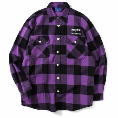 画像2: Lafayette(ラファイエット) × CLUB SAKENOMITAI ラファイエット さけのみたい SAKE NOMITAI PLAID FLANNEL SHIRT ネルシャツ Purple パープル (2)