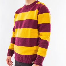 画像7: Alvin Sweater Stripe Knit Wear Border Maroon Wine Red Yellow ニット ボーダー セーター (7)