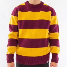 画像2: Alvin Sweater Stripe Knit Wear Border Maroon Wine Red Yellow ニット ボーダー セーター (2)