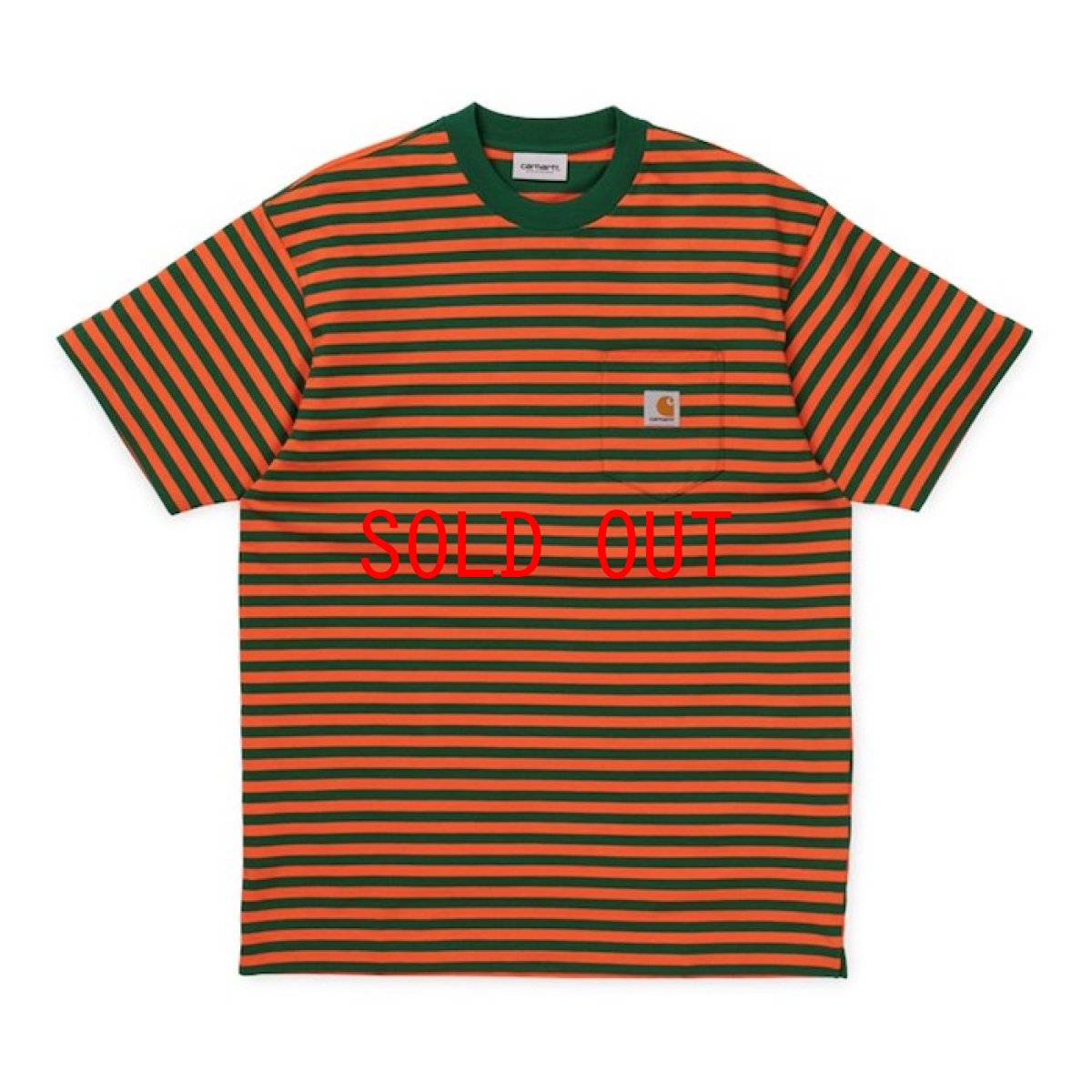 画像1: Border Pocket Tee T-Shirt Olive Orange 切替 ロゴ ボーダー 半袖 Tシャツ (1)