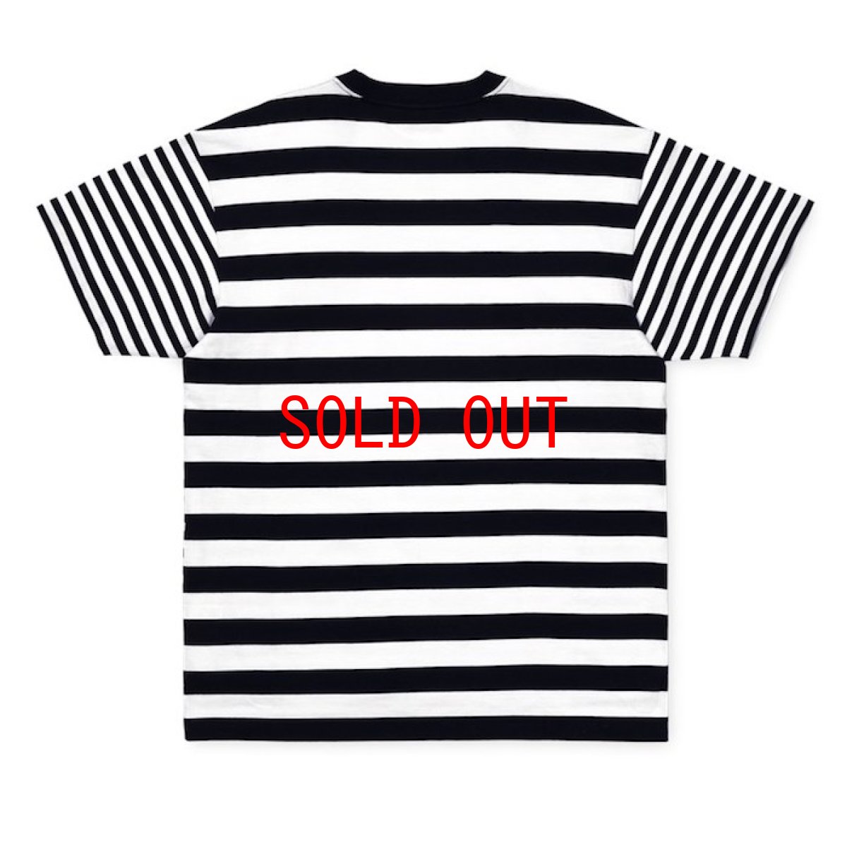 画像2: Border Pocket Tee T-Shirt White Black 切替 ロゴ ボーダー 半袖 Tシャツ (2)