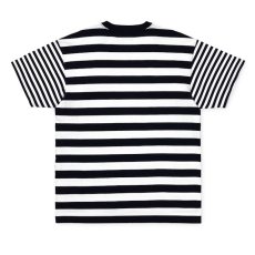 画像2: Border Pocket Tee T-Shirt White Black 切替 ロゴ ボーダー 半袖 Tシャツ (2)
