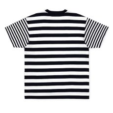 画像2: Border Pocket Tee T-Shirt White Black 切替 ロゴ ボーダー 半袖 Tシャツ (2)