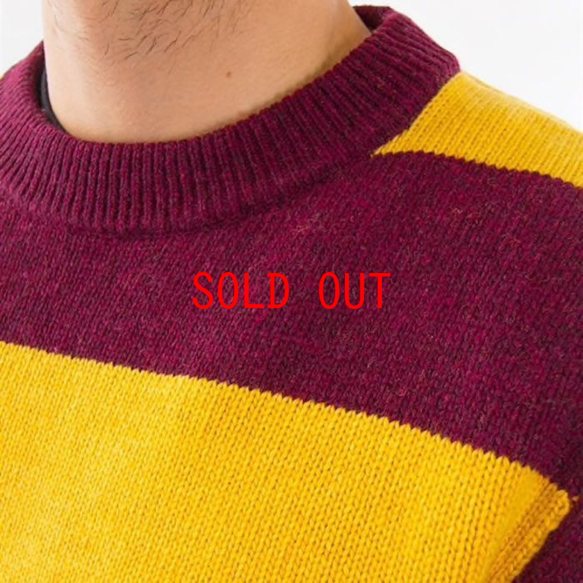 画像5: Alvin Sweater Stripe Knit Wear Border Maroon Wine Red Yellow ニット ボーダー セーター (5)