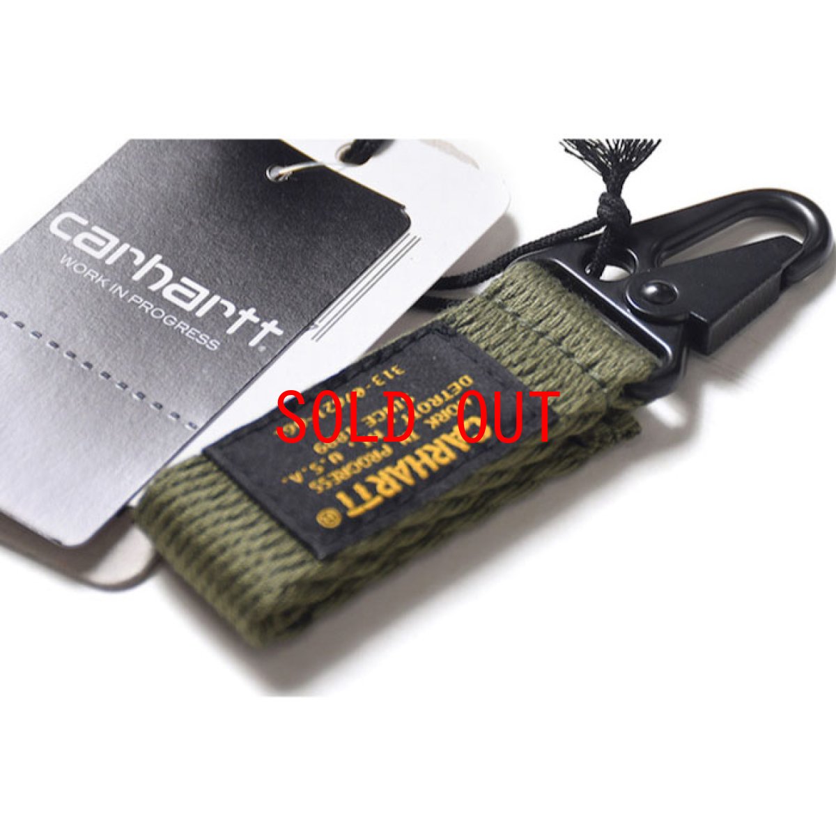 画像2: Carhartt WIP (カーハート ワークインプログレス)Military Keyholder Key Loop Ring Adventure Green Black ミリタリー グリーン ブラック スクリプト ロゴ キーホルダー (2)