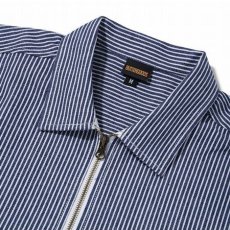 画像2: Work S/S Shirts Hickory Stripe Dark Navy 半袖 ワーク シャツ  (2)