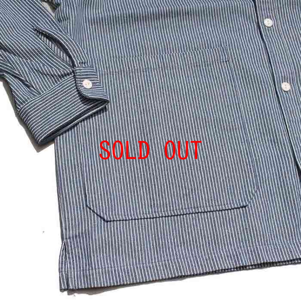 画像5: Patterned Stand Collar Shirts Hickory Stripe ヒッコリー ストライプ スタンド カラー シャツ ジャケット (5)