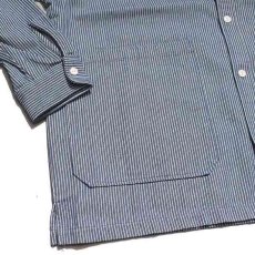 画像5: Patterned Stand Collar Shirts Hickory Stripe ヒッコリー ストライプ スタンド カラー　シャツ ジャケット (5)