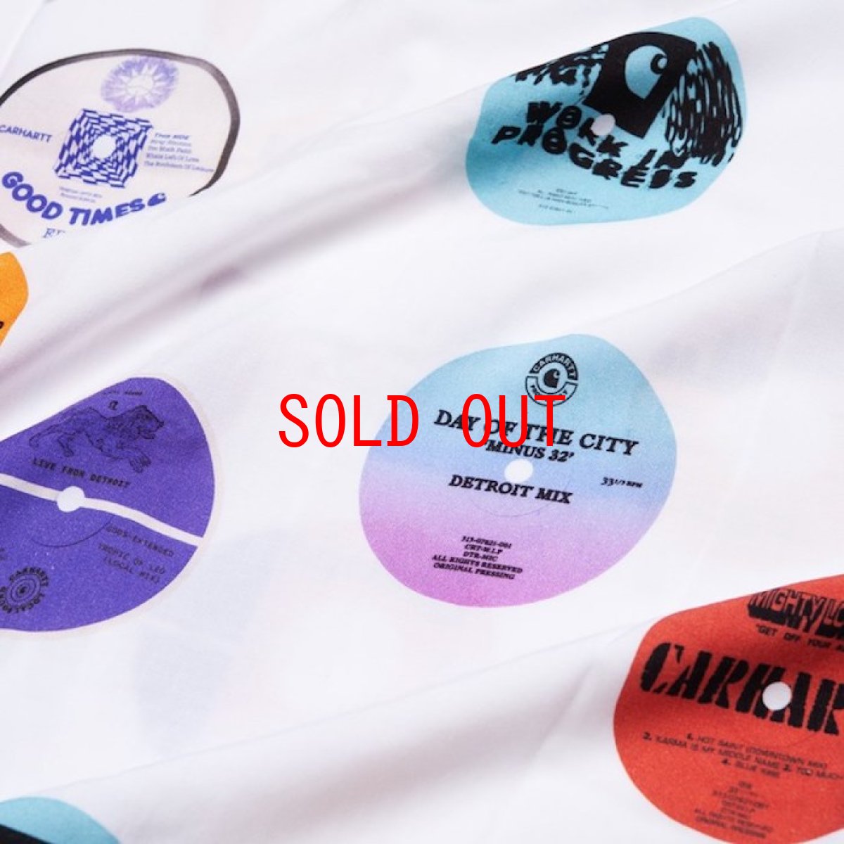 画像4: Record Print S/S Shirt White 半袖 開襟 シャツ  (4)