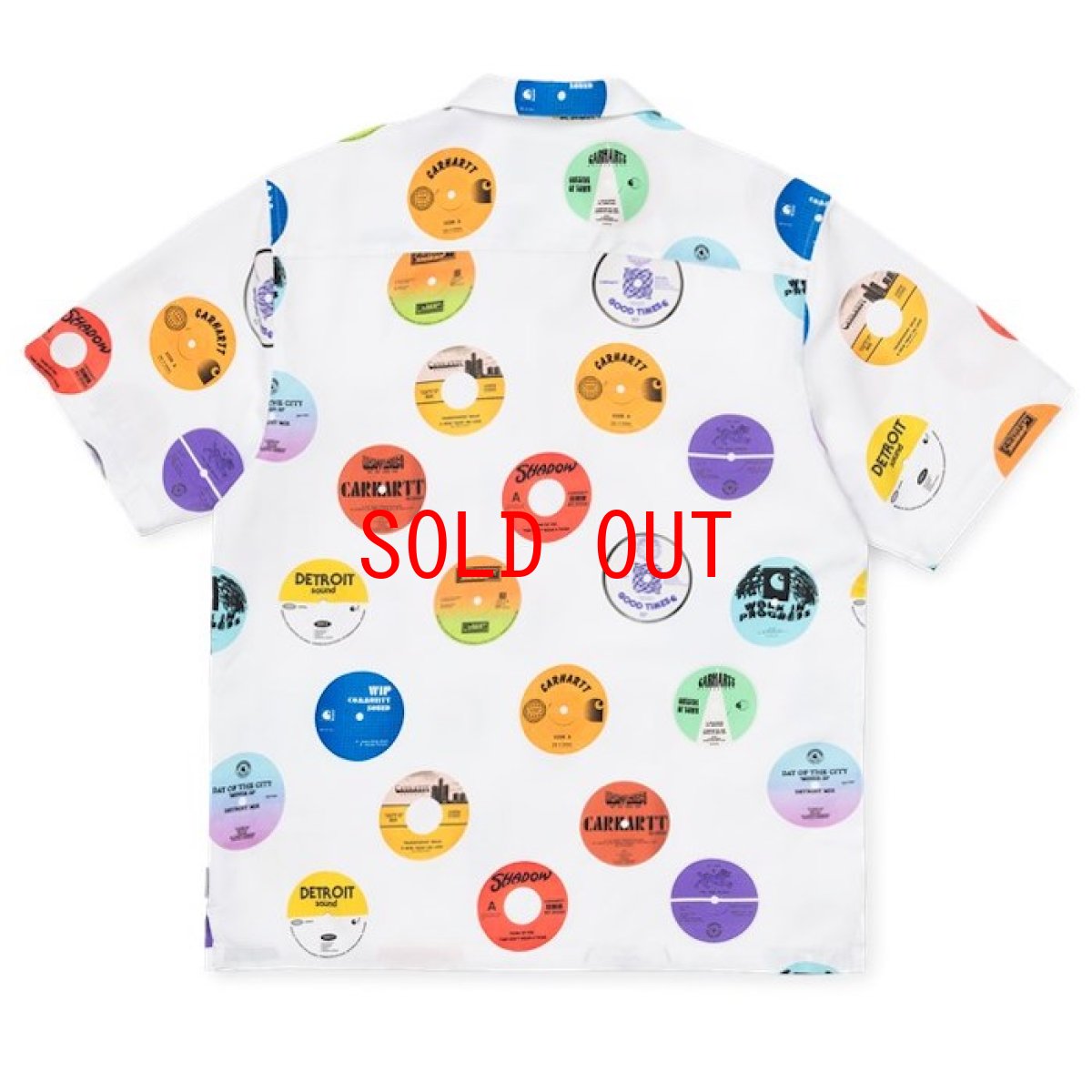 画像3: Record Print S/S Shirt White 半袖 開襟 シャツ  (3)