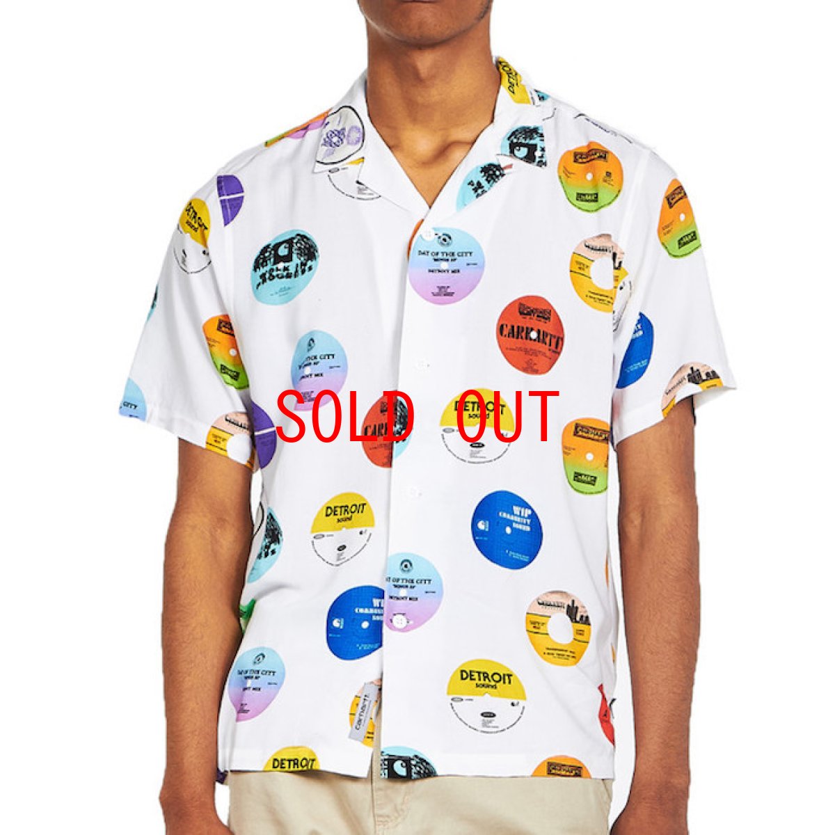 画像5: Record Print S/S Shirt White 半袖 開襟 シャツ  (5)