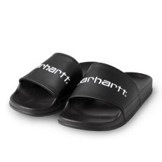 画像1: Carhartt WIP (カーハート ワークインプログレス) Logo Slipper Black White (1)