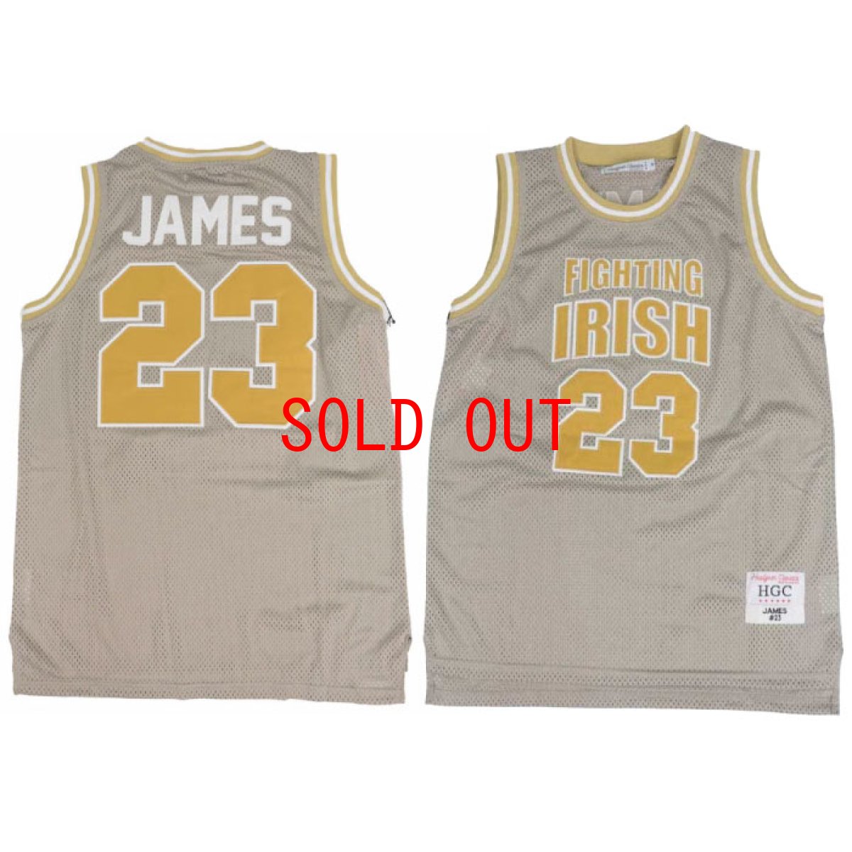 画像1: LeBron James 23 St. Mary Fighting Irish Basketball Game Jersey Gold Beige レブロン ジェームズ High School バスケットボール ジャージ ゲーム シャツ 復刻 (1)