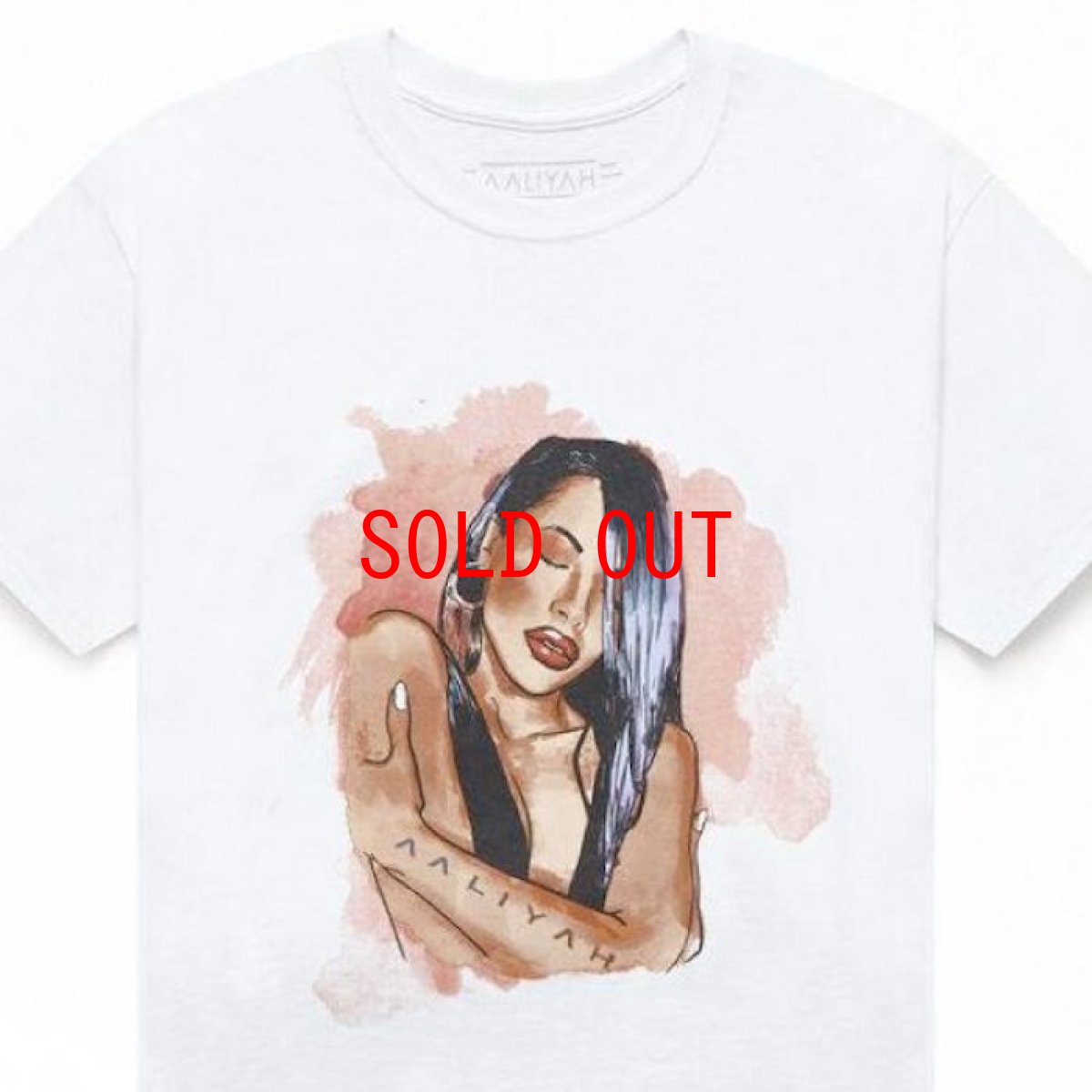 画像2: Aaliyah S/S "Watercolor sketch" Official Rap Tee アリーヤ オフィシャル ライセンス 半袖 Tシャツ (2)