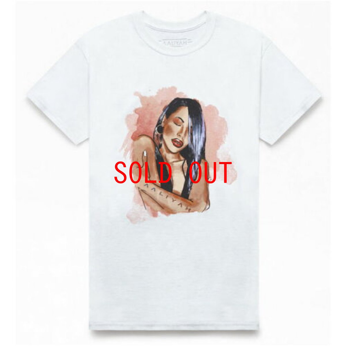 画像1: Aaliyah S/S "Watercolor sketch" Official Rap Tee アリーヤ オフィシャル ライセンス 半袖 Tシャツ (1)