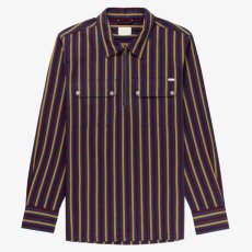 画像2: Striped Half Zip L/S Work Shirt ストライプ ハーフジップ ワーク 長袖 シャツ  (2)