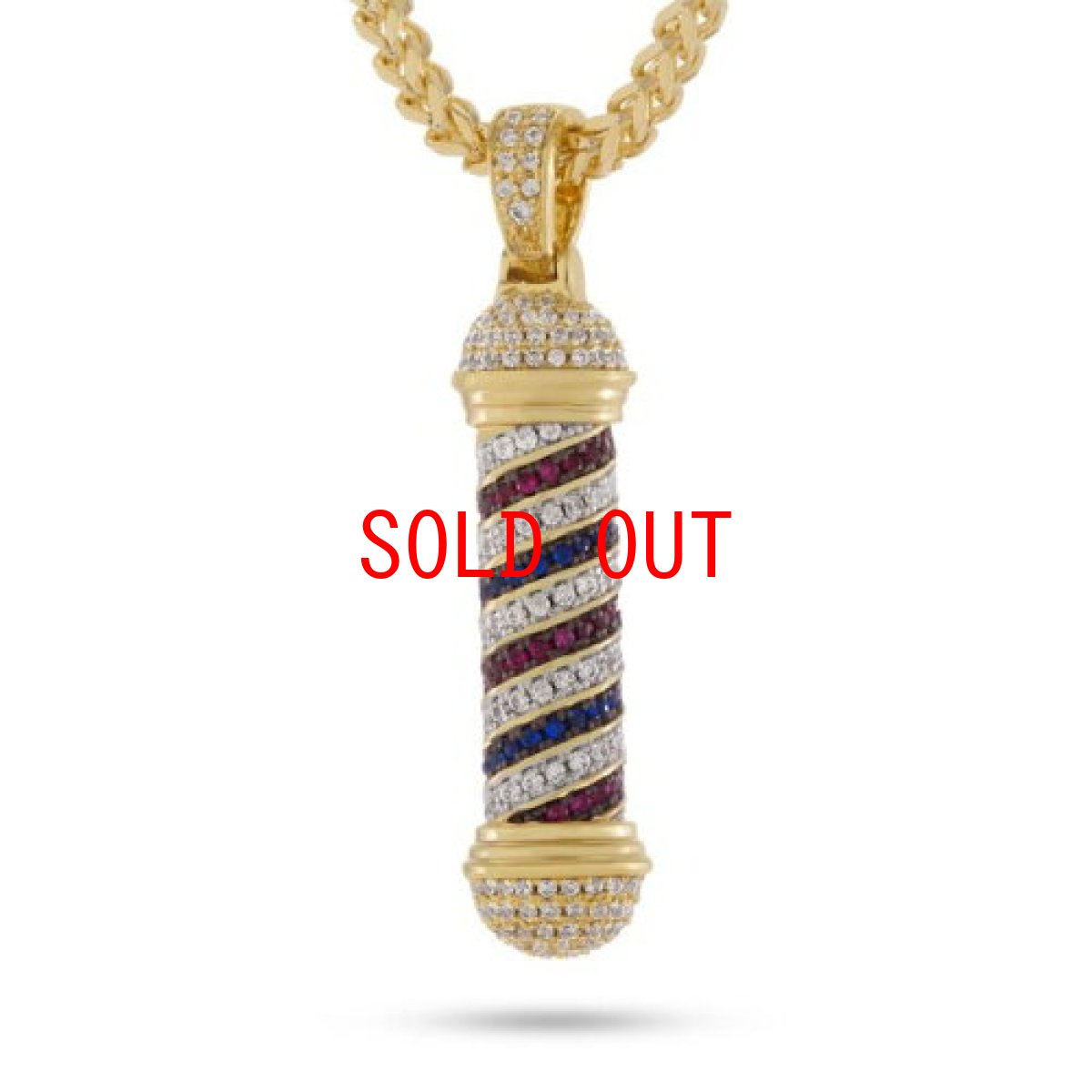 画像1: 14K Gold Plated Barber Shop Pole Sighn Necklace ネックレス バーバー ポール サイン ゴールド (1)