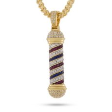 画像1: 14K Gold Plated Barber Shop Pole Sighn Necklace ネックレス バーバー ポール サイン ゴールド (1)