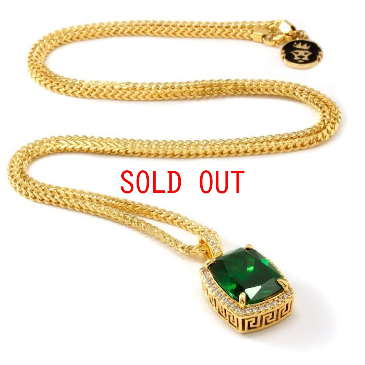 画像4: 14K Gold Emerald & Onyx Crown Necklace ネックレス エメラルド オニキス  (4)