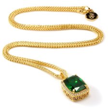 画像4: 14K Gold Emerald ＆ Onyx Crown Necklace ネックレス エメラルド オニキス  (4)