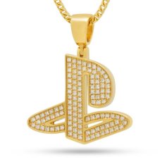 画像1: × PlayStation Iced Out Classic PS Logo Necklace 14K Gold Single Row プレイステーション ネックレス ゴールド プレステ 50cm チェーン (1)