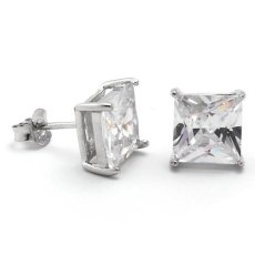 画像2: 925 Sterling Silver Princess Cut Stud Pearce ピアス (2)